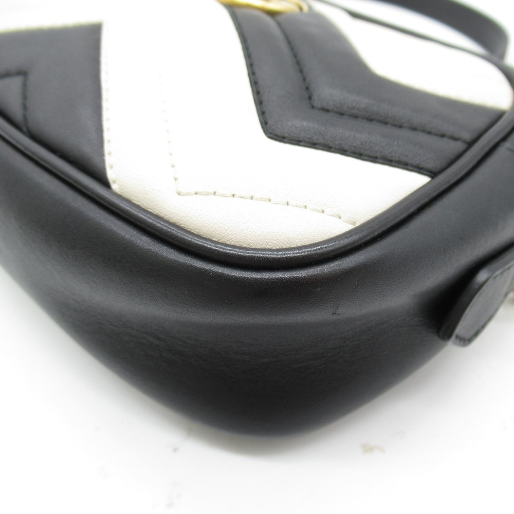 GUCCI Shoulder Bag Black White leather 448065 - Picture 8 of 9